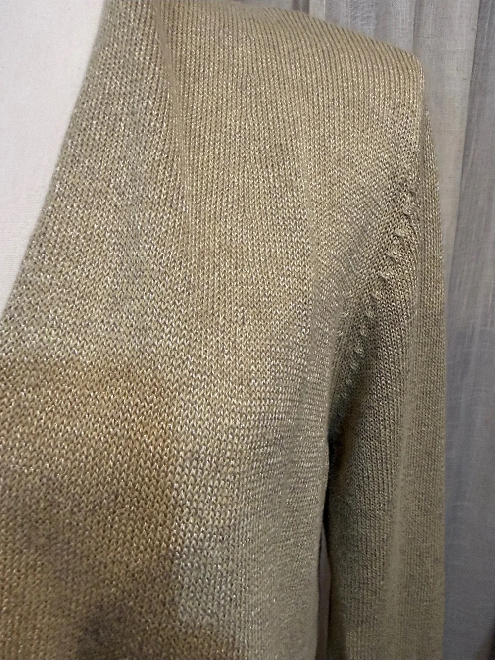 Eileen Fisher Petite Large Linen Blend Open Front Cardigan Oatmeal Lightweight - Picture 2 of 11
